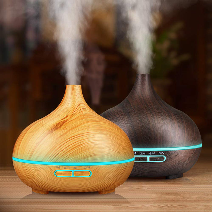 Aromatherapy Purifier Essential Oil Wood Aromatic 7 Led Colour Air Humidifier Aroma Diffuser 500ml
