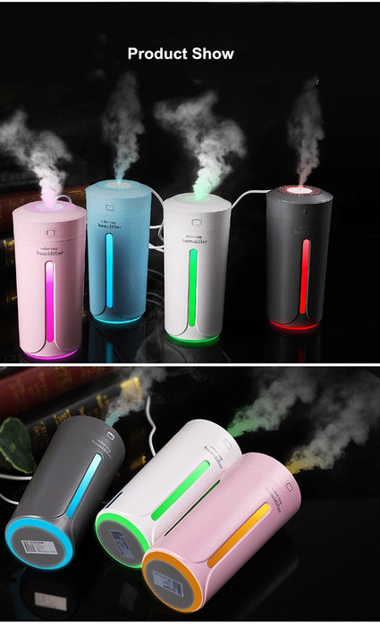 Car Humidifier USB Aroma Diffuser with 7 Colour Changing LED Lights for Office Home Ultrasonic Air Humidifier